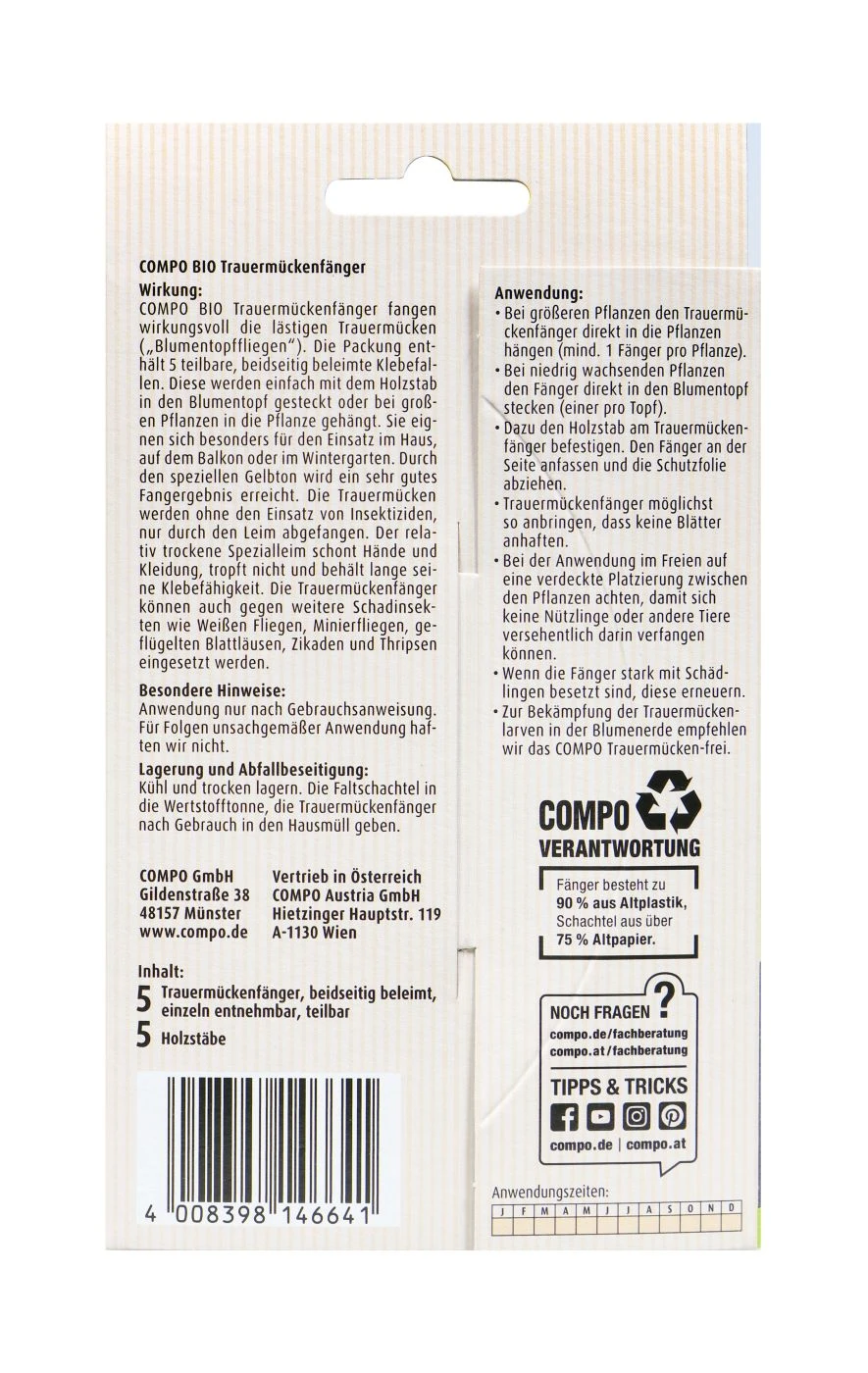 COMPO BIO Trauermückenfänger - 5 Stück 4 COMPO BIO Trauermückenfänger - 5 Stück – Bild 2