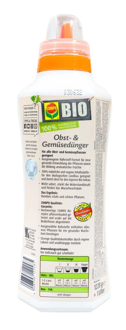 Compo Bio Obst- Und Gemüsedünger - 1 L 4 Compo Bio Obst- Und Gemüsedünger - 1 L – Bild 2