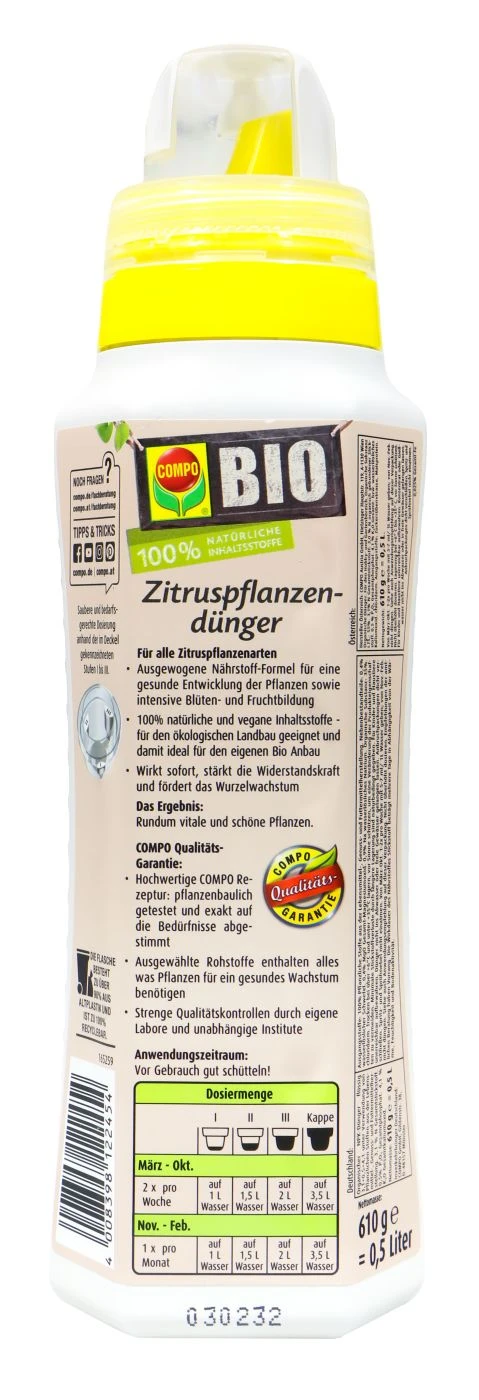 Compo Bio Zitruspflanzendünger - 0,5 L 4 Compo Bio Zitruspflanzendünger - 0,5 L – Bild 2