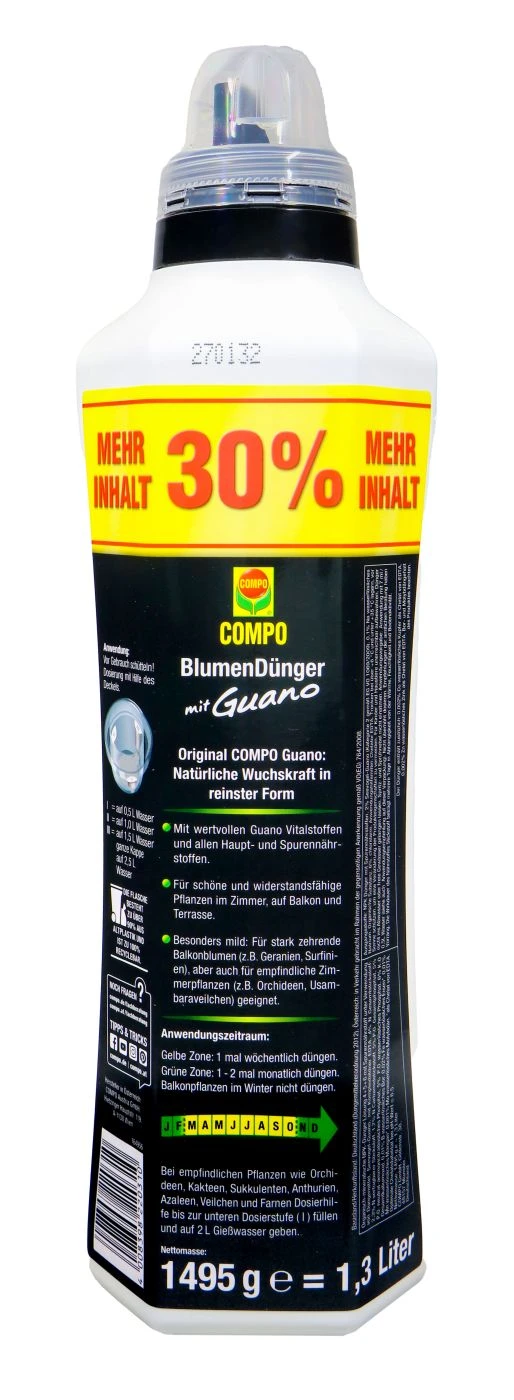 Compo Blumendünger Mit Guano - 1,3 L 4 Compo Blumendünger Mit Guano - 1,3 L – Bild 2