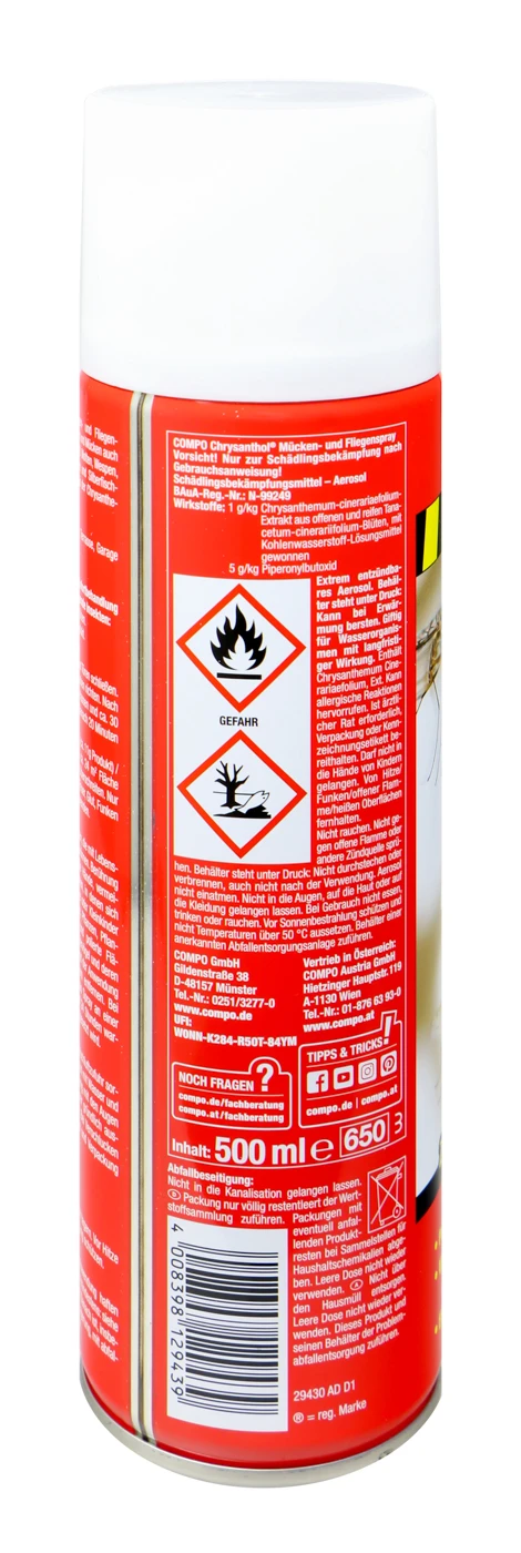 Compo Chrysanthol Mücken-und Fliegenspray - 0,5 L 4 Compo Chrysanthol Mücken-und Fliegenspray - 0,5 L – Bild 2