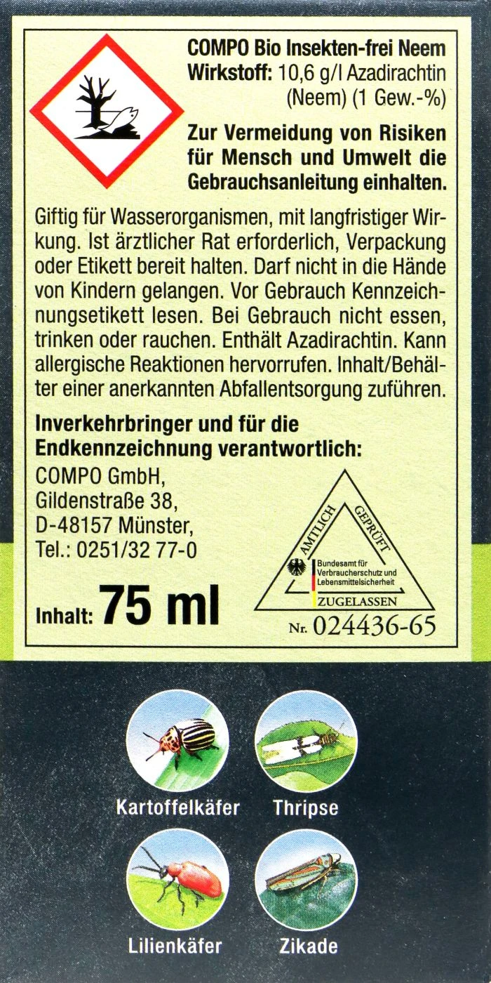 Compo Bio Insekten-frei Neem - 75 Ml 4 Compo Bio Insekten-frei Neem - 75 Ml – Bild 2