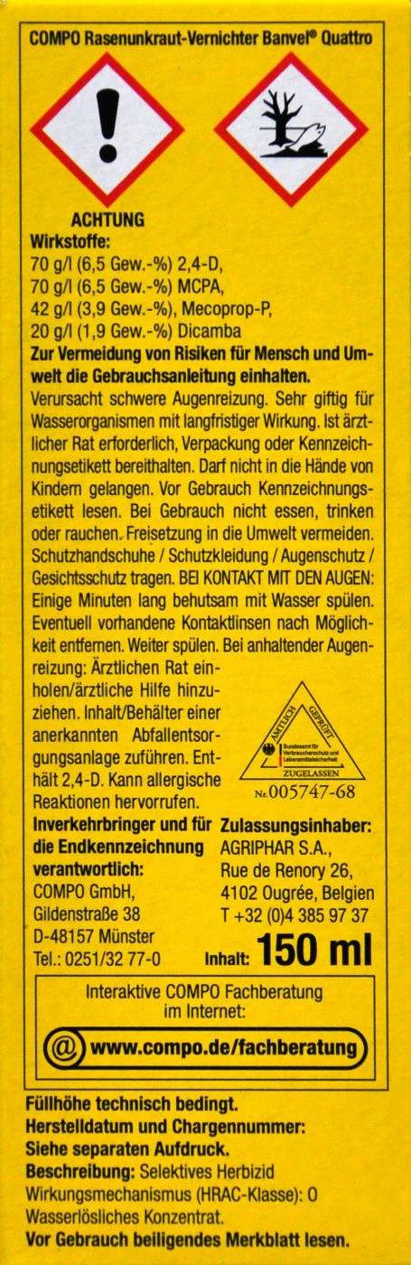 Compo Rasenunkraut-Vernichter Banvel Quattro - 150 Ml 5 Compo Rasenunkraut-Vernichter Banvel Quattro - 150 Ml – Bild 3