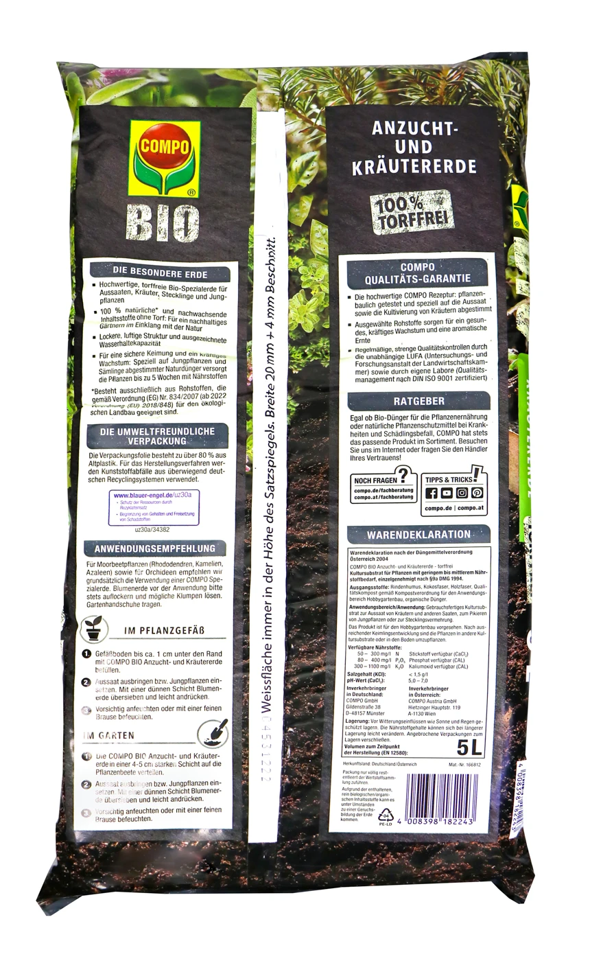 Compo Sana Anzucht- Und Kräutererde - 5 L 4 Compo Sana Anzucht- Und Kräutererde - 5 L – Bild 2
