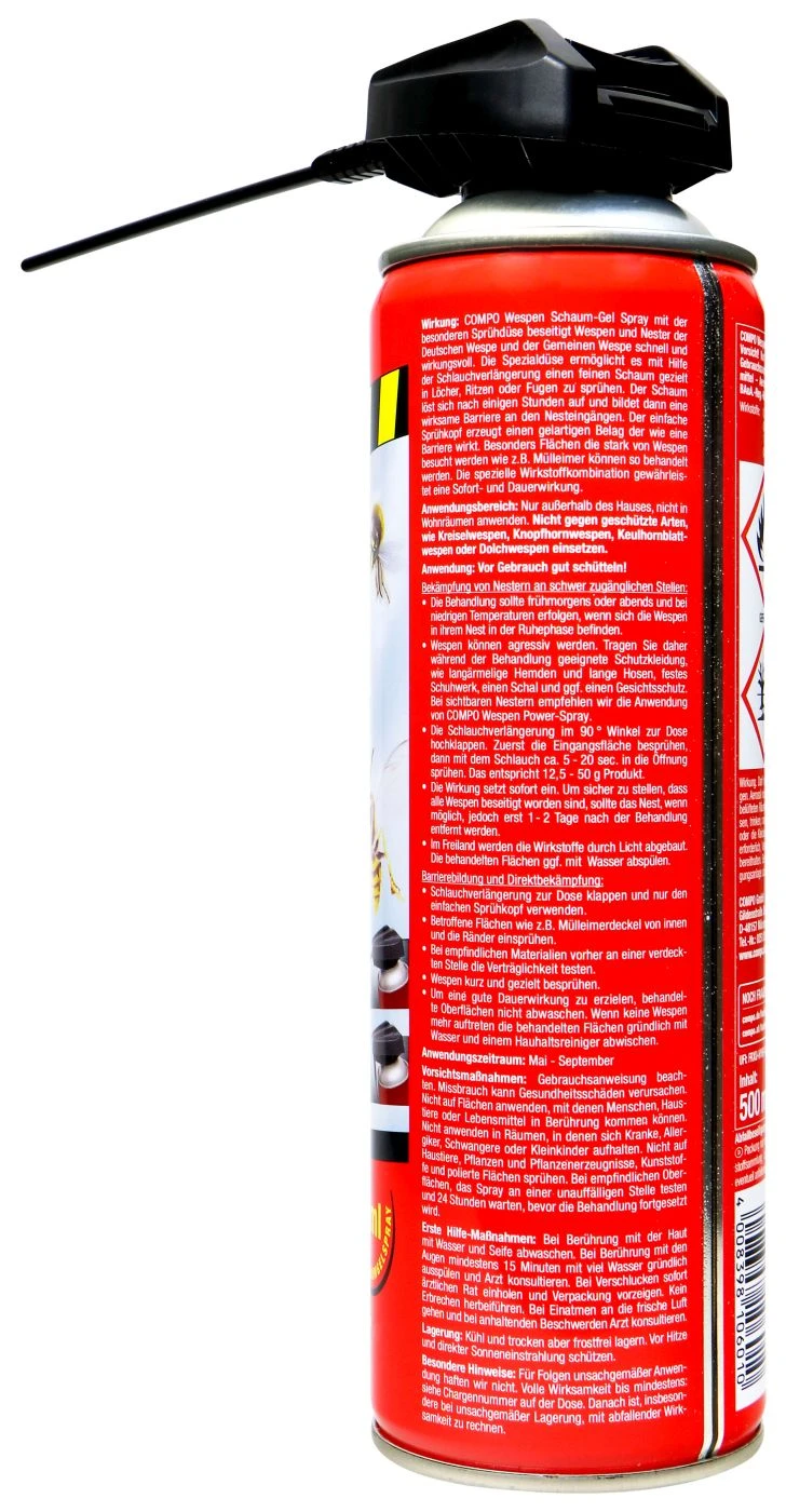 Compo Wespen Schaum-Gel Spray - 0,5 L 4 Compo Wespen Schaum-Gel Spray - 0,5 L – Bild 2
