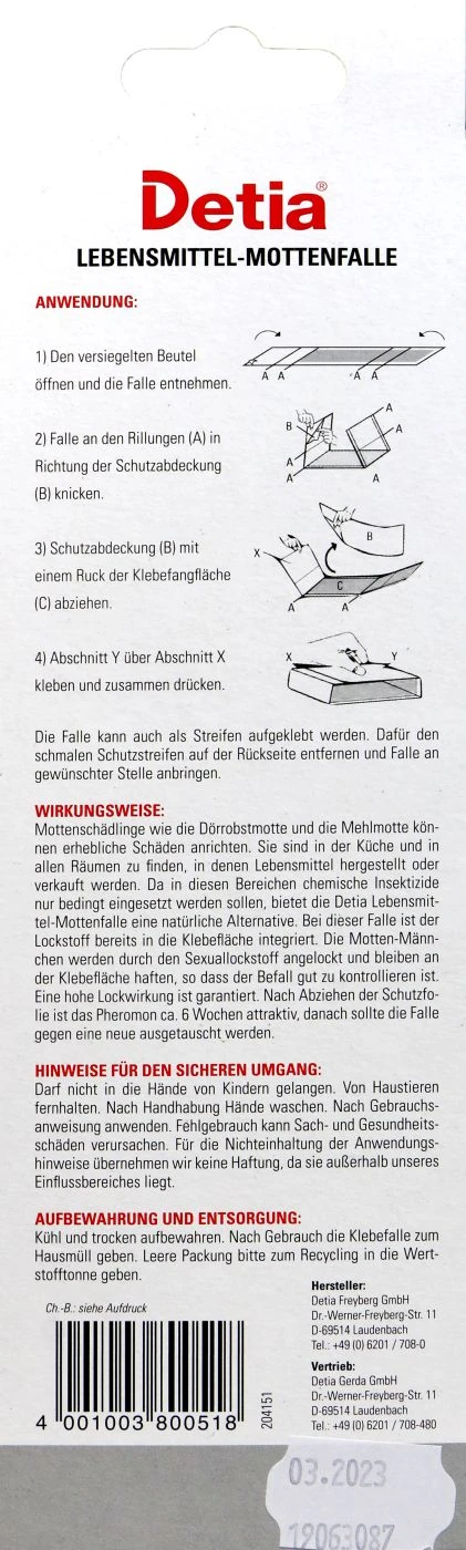Detia Lebensmittel Mottenfalle - 3 Stück 4 Detia Lebensmittel Mottenfalle - 3 Stück – Bild 2