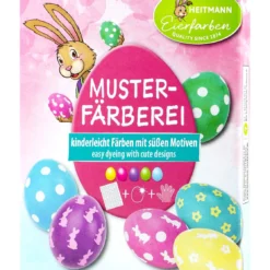 Heitmann Eierfarben Musterfärberei - 3 Sticker + Schablonen + 5 Farben