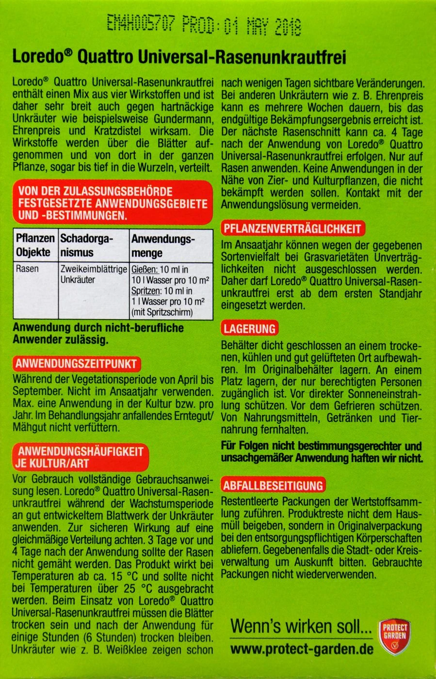 Protect Garden Loredo Quattro Univ.Rasenunkrautfrei - 100 Ml 5 Protect Garden Loredo Quattro Univ.Rasenunkrautfrei - 100 Ml – Bild 3