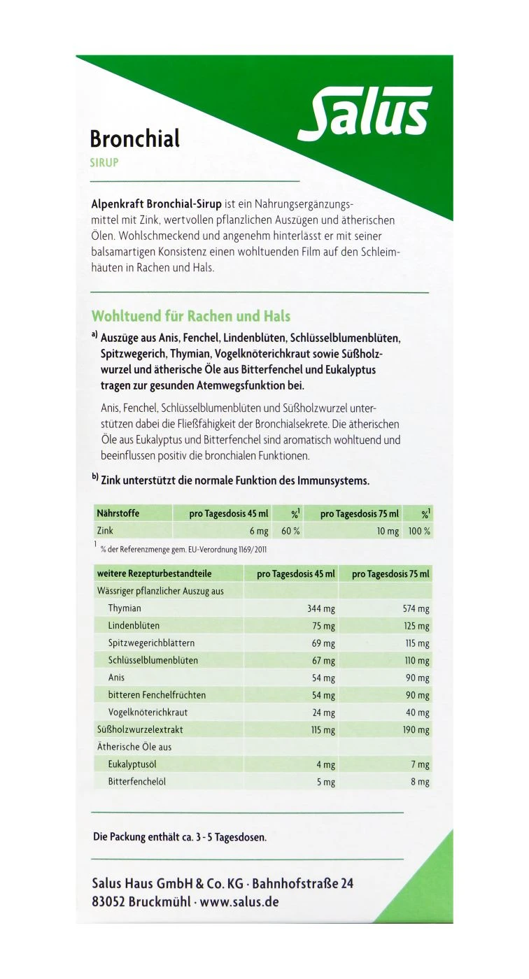 Salus Alpenkraft Bronchial Sirup - 250 Ml 5 Salus Alpenkraft Bronchial Sirup - 250 Ml – Bild 3