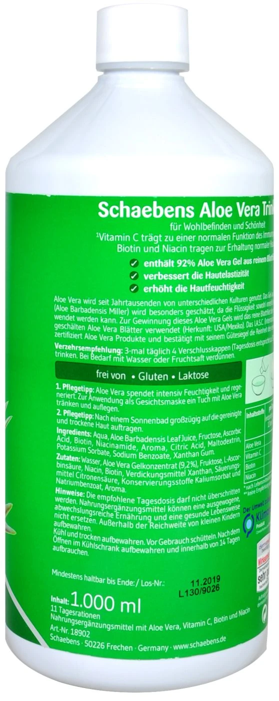 Schaebens Aloe Vera Trinkgel - 1 L 4 Schaebens Aloe Vera Trinkgel - 1 L – Bild 2