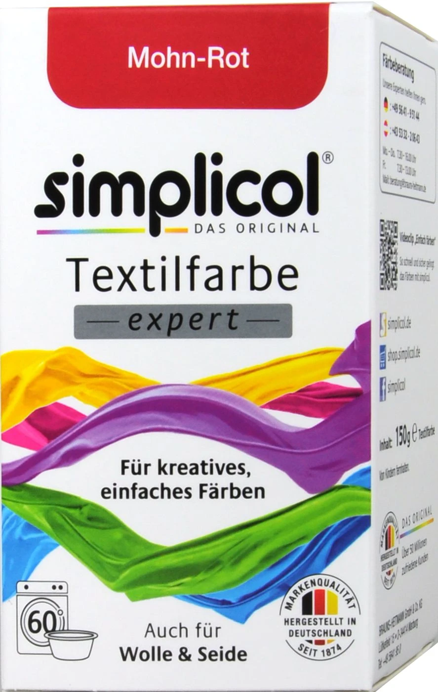 Simplicol Expert Mohn-Rot Textilfarbe - 1703 - 150 G 3 Simplicol Expert Mohn-Rot Textilfarbe - 1703 - 150 G