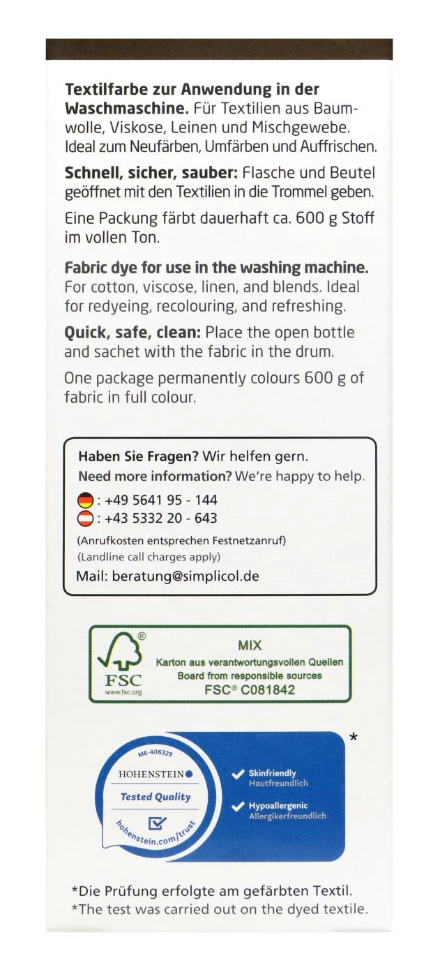 Simplicol Intensiv Espresso-Braun Textilfarbe - 1816 4 Simplicol Intensiv Espresso-Braun Textilfarbe - 1816 – Bild 2