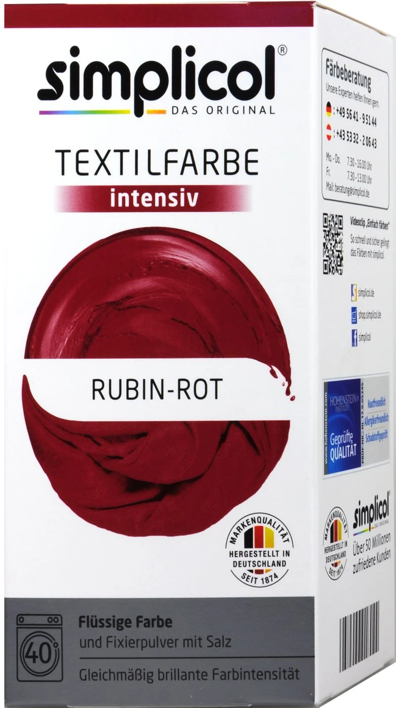 Simplicol Intensiv Rubin-Rot Textilfarbe - 1804 3 Simplicol Intensiv Rubin-Rot Textilfarbe - 1804