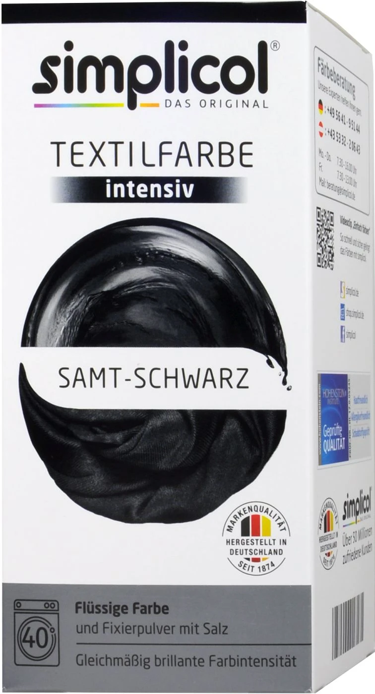 Simplicol Intensiv Samt-Schwarz Textilfarbe - 1818 3 Simplicol Intensiv Samt-Schwarz Textilfarbe - 1818
