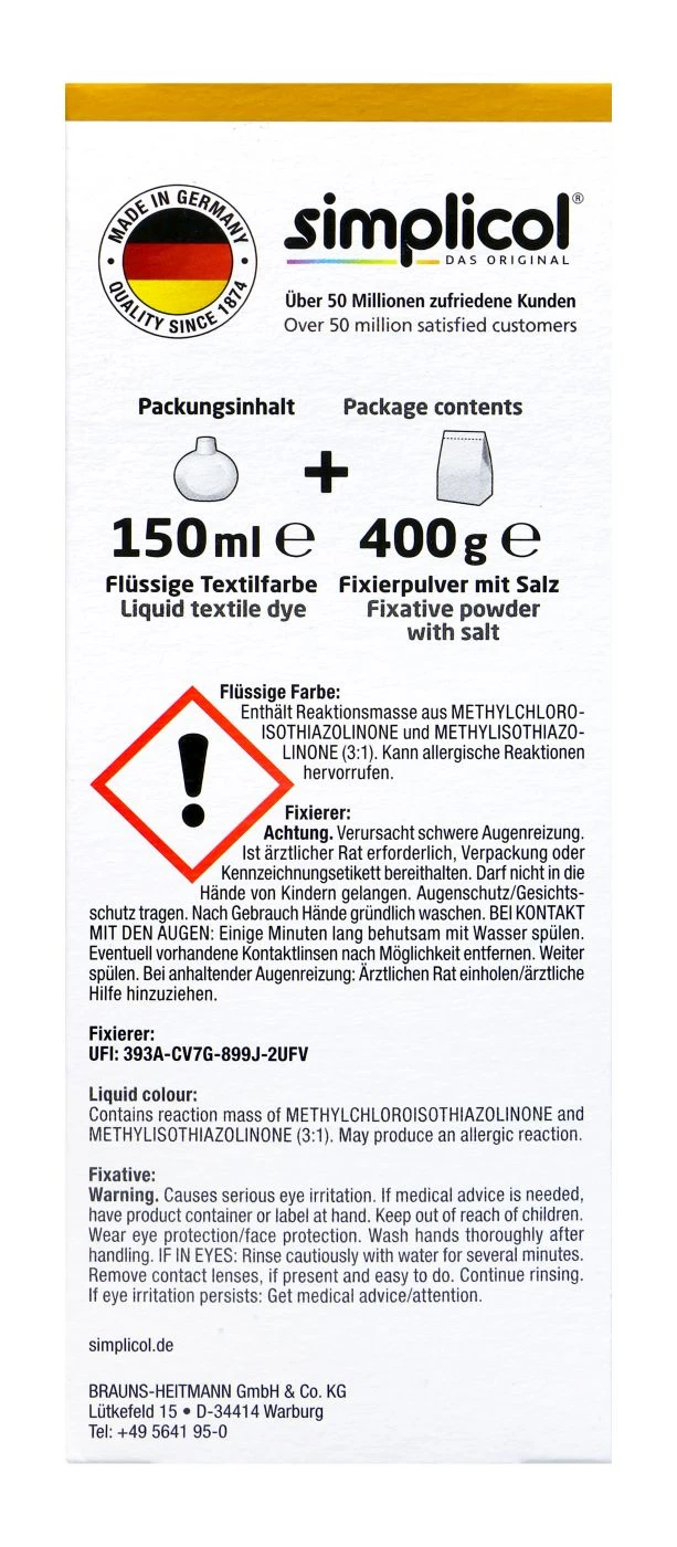 Simplicol Intensiv Senf-Gelb Textilfarbe - 7247 4 Simplicol Intensiv Senf-Gelb Textilfarbe - 7247 – Bild 2