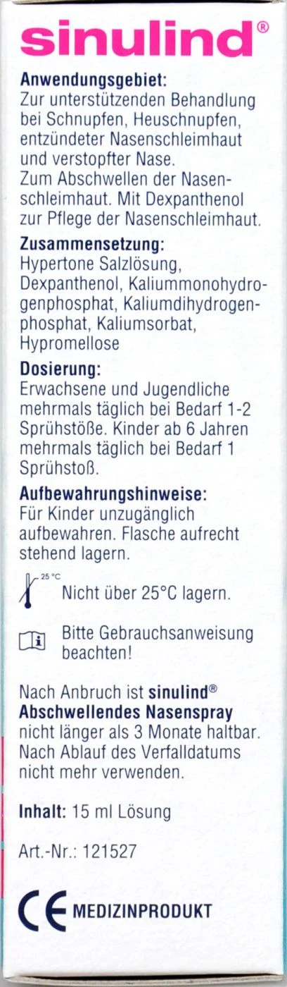 Sinulind Abschwellendes Nasenspray - 15 Ml 4 Sinulind Abschwellendes Nasenspray - 15 Ml – Bild 2