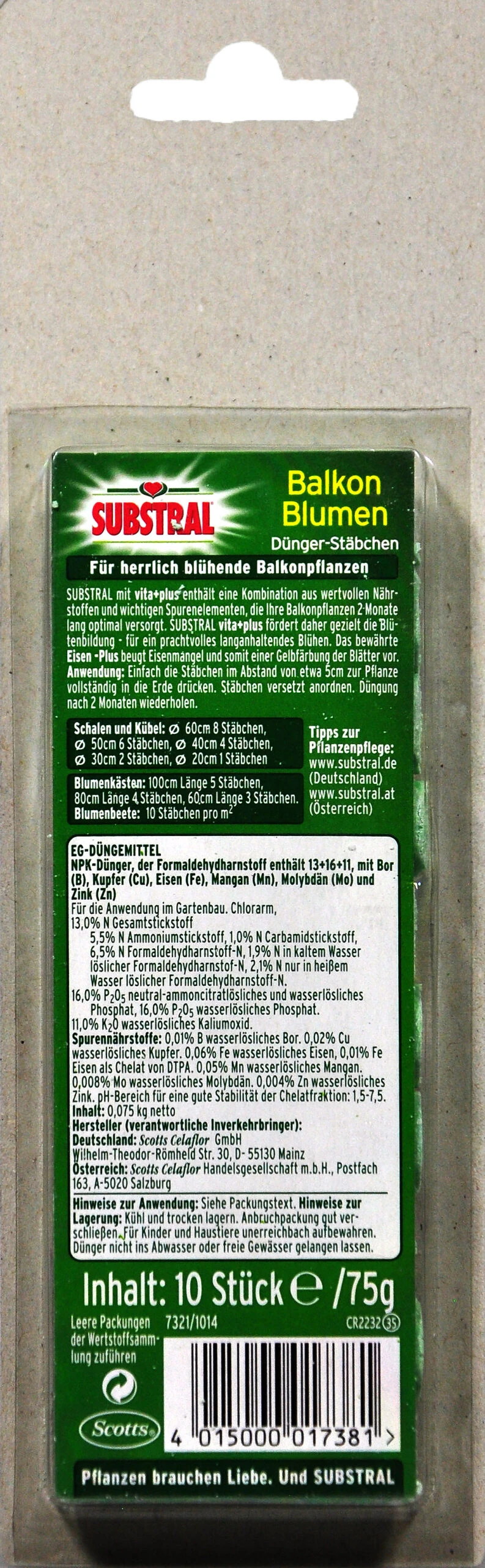 Substral Balkonblumen Düngerstäbchen - 10 Stück 4 Substral Balkonblumen Düngerstäbchen - 10 Stück – Bild 2